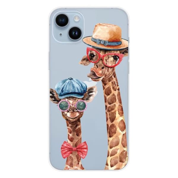 Siliconeskal - Kompatibel med Apple iPhone 14 Plus - design rolig giraff Transparent
