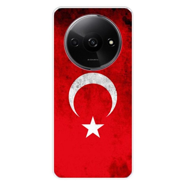Siliconfodral med tryck - 1001 fodral - Xiaomi Redmi A3 4G - Turkisk flagga - Mjuk - Optimal skydd Transparent
