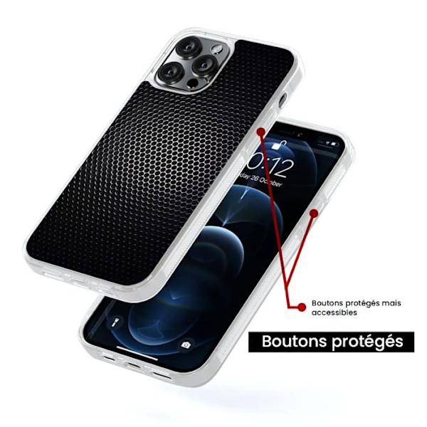 Siliconförstärkt tryckt fodral kompatibelt med Apple iPhone 14 Pro Max Dark Metal Transparent