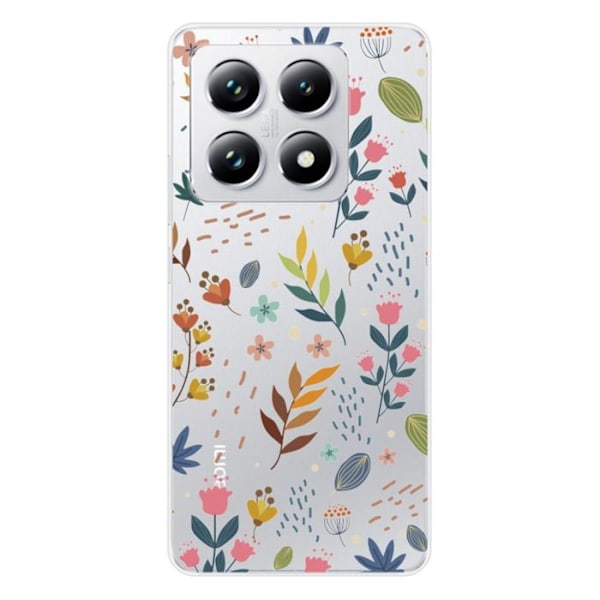 Silikonskal med tryck - 1001 skal - Xiaomi 14T 4G - Färgade blommor - Mjuk - Optimal skydd Transparent