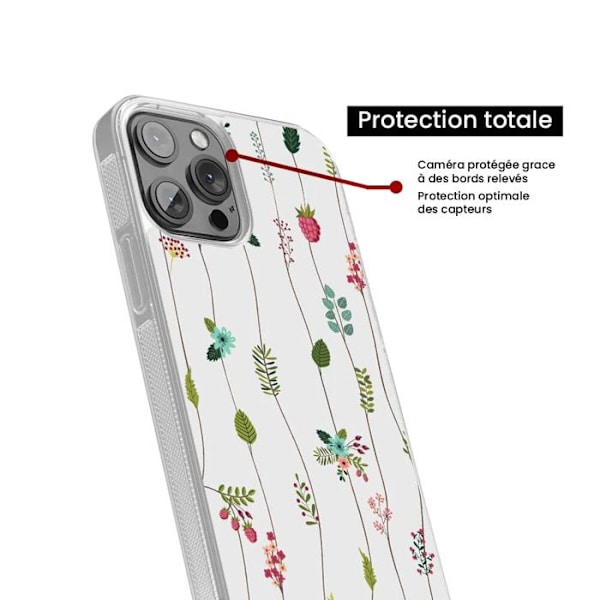 Siliconeförstärkt tryckt skal kompatibelt med Apple iPhone 13 Blommönster Transparent