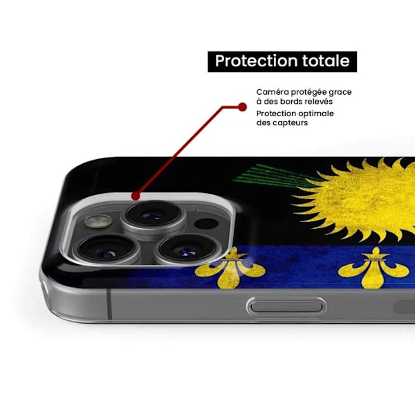 Tryckt silikonfodral som är kompatibelt med Samsung Galaxy A03 Guadeloupe-flaggan Transparent