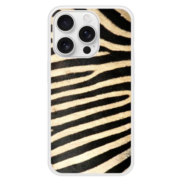 Förstärkt tryckt silikonfodral kompatibelt med Apple iPhone 16 Pro Zebra Transparent