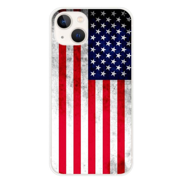 Silikonskal - Kompatibel med Apple iPhone 13 - design med USA:s flagga Transparent