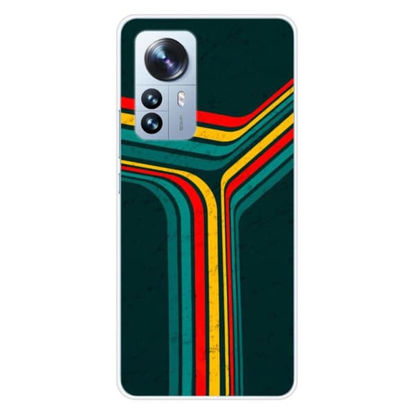 Siliconcase - Kompatibel med Xiaomi Mi 12 Pro - retro linjer design Transparent
