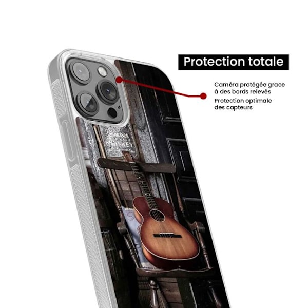 Siliconförstärkt tryckt skal kompatibel med Apple iPhone 16 Pro Max Gitarr Transparent