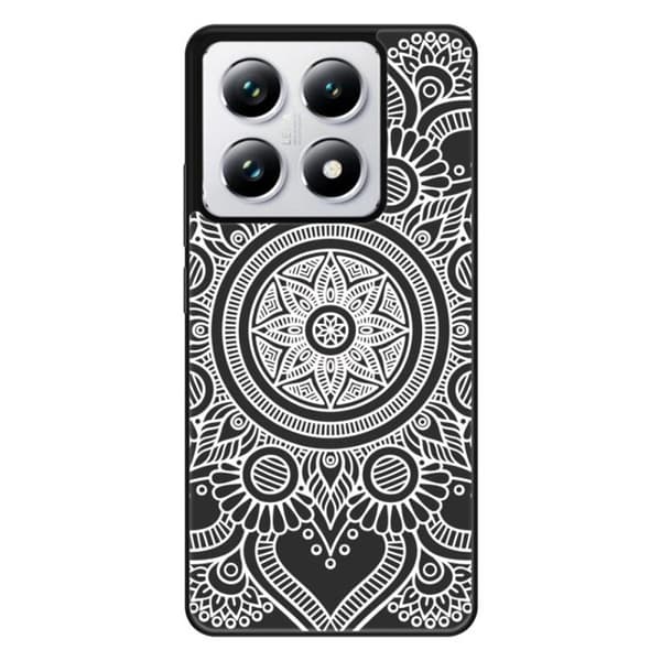 Förstärkt silikonfodral - Xiaomi - 14T 4G - Vit mandala - Ökad hållfasthet - Blanktryck Transparent