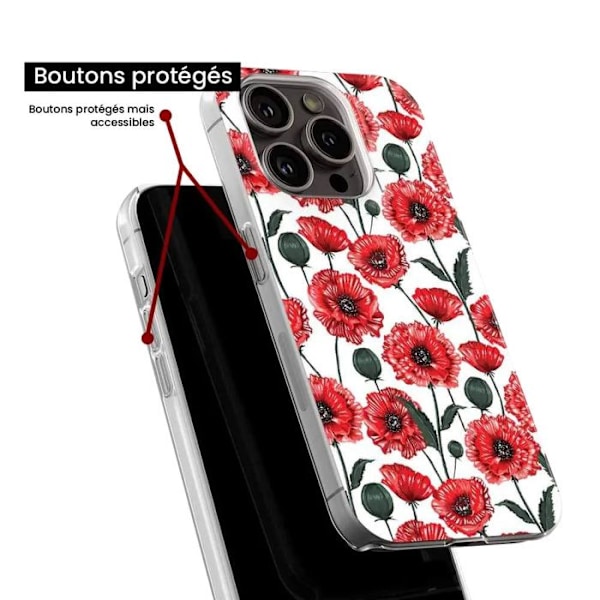 Siliconetui - Kompatibel med Samsung Galaxy A55 5G - design med vallmo blommor Transparent