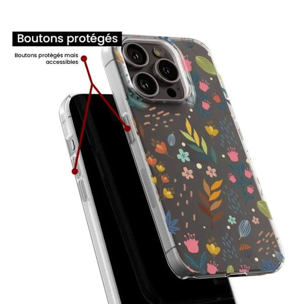 Silicone skal - Kompatibel med Apple iPhone 14 Plus - design med färgglada blommor Transparent