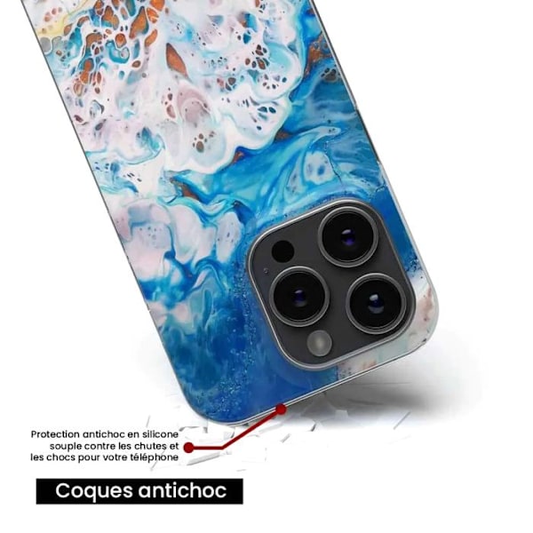 Siliconfodral med tryck kompatibel med Samsung Galaxy M15 5G Havsmarmor Transparent