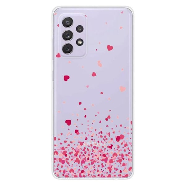 Tryckt silikonfodral som är kompatibelt med Samsung Galaxy A72 4G Pink Heart Confetti Transparent