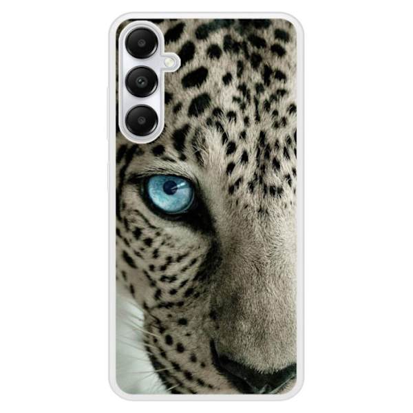 Silikonförstärkt tryckt skal kompatibelt med Samsung Galaxy A25 Leopardöga Transparent