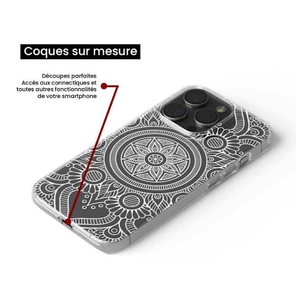 Siliconetui - Kompatibel med Apple iPhone 13 Pro - design mandala vit Transparent