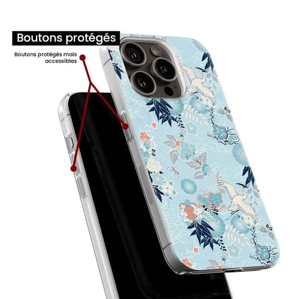 Siliconskal med tryck - 1001 skal - Apple iPhone 16 Pro Max - Flerfärgad - Kimonomönster - Semi-stibil Transparent