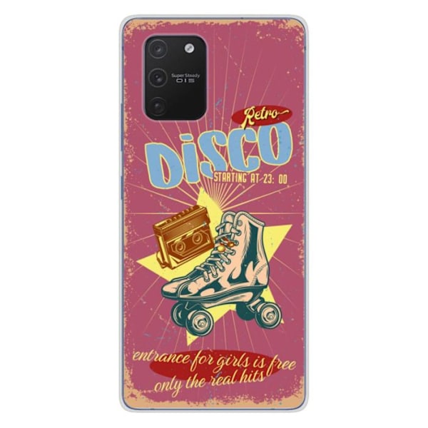 Tryckt silikonfodral som är kompatibelt med Samsung Galaxy S10 Lite Retro disco Transparent