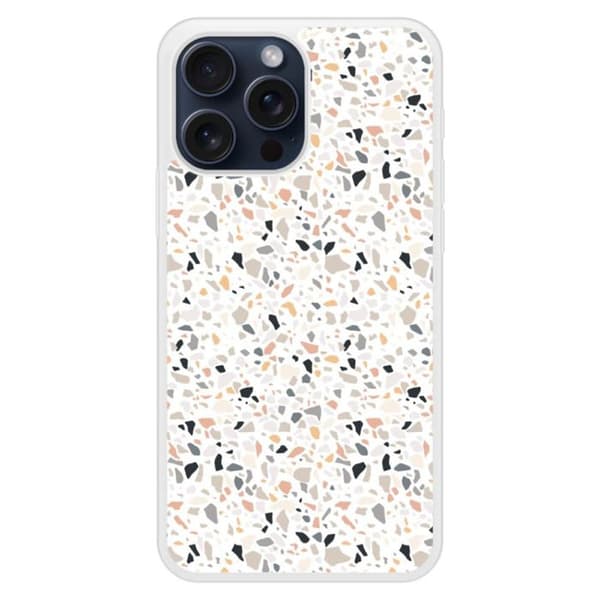 Tryckt förstärkt silikonfodral kompatibelt med Apple iPhone 15 Pro Max Terrazzo-färg Transparent