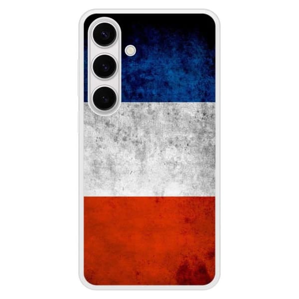 Coque Silikon Förstärkt - 1001COQUES - Galaxy S24 Plus - Frankrikes Flagga - Stötsäker - Blanka Tryck Transparent