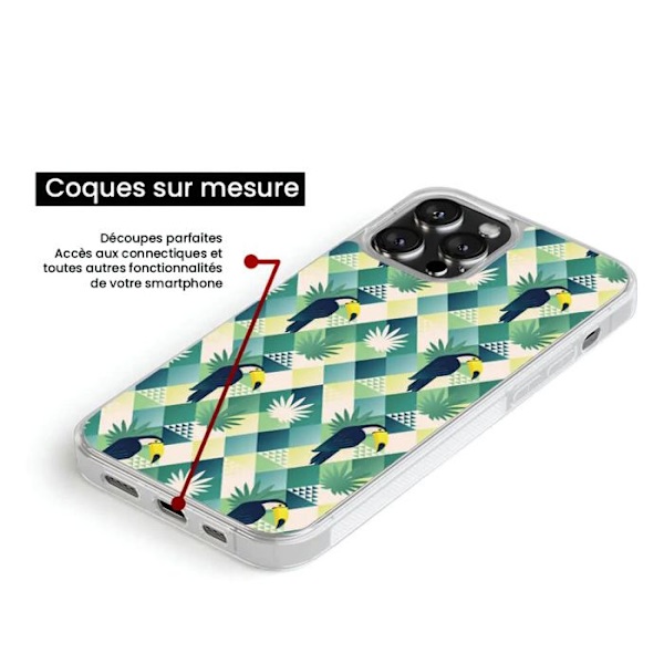 Förstärkt silikonfodral med tryck kompatibelt med Apple iPhone 14 Pro Max Toucan diamant Transparent