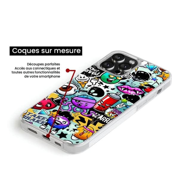 Coque i förstärkt silikon med tryck kompatibel med Samsung Galaxy A15 Graffiti 2 Transparent