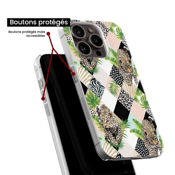 Tryckt silikonfodral som är kompatibelt med Apple iPhone 16 Plus Leopard diamant Transparent