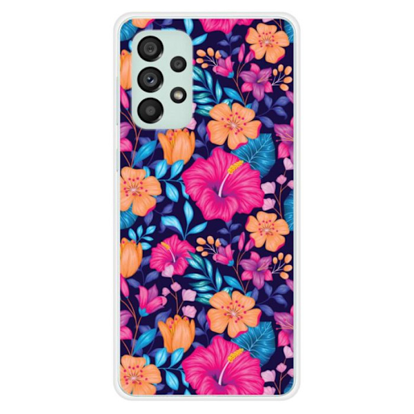 Silikonfodral - Kompatibel med Samsung Galaxy A73 5G - design med exotiska blommor Transparent
