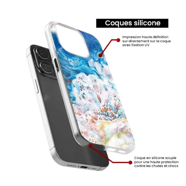 Siliconefodral med tryck - 1001 fodral - Samsung Galaxy A71 - Havsmarmor - Optimal skydd - Halvstyv Transparent