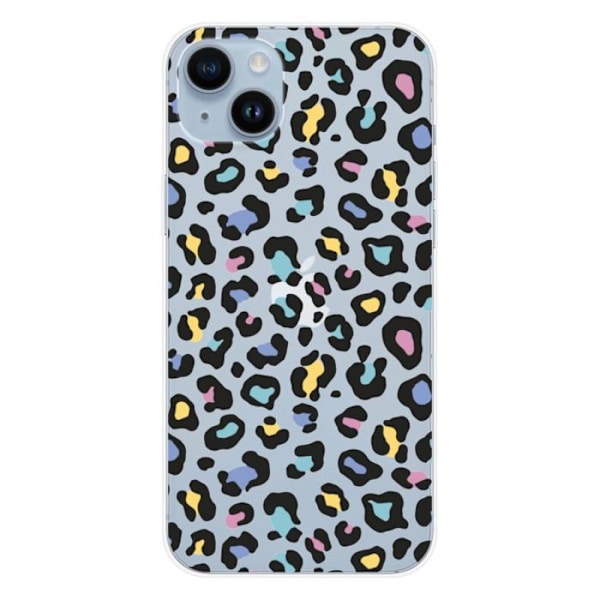 Silikonskal - Kompatibel med Apple iPhone 15 Plus - leoparddesign färgad Transparent