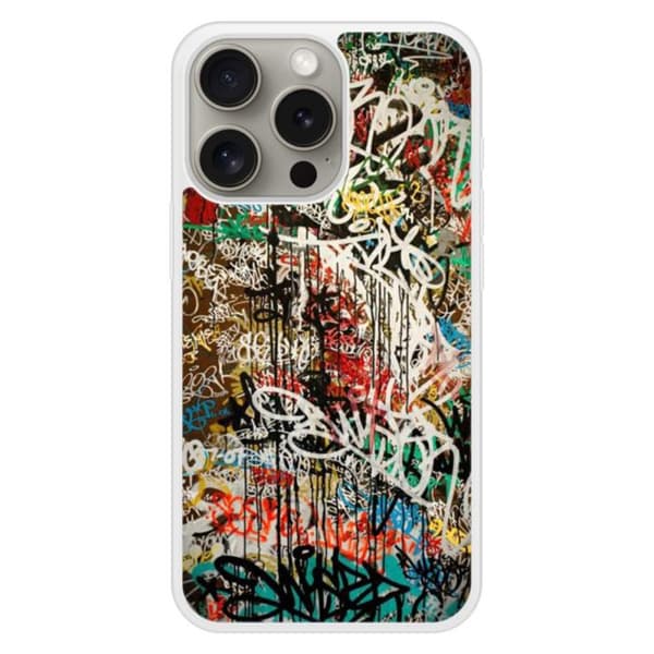 Siliconförstärkt tryckt skal kompatibelt med Apple iPhone 15 Pro Graffiti 1 Transparent