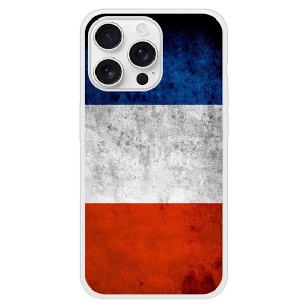 Förstärkt silikonfodral med tryck kompatibelt med Apple iPhone 16 Pro Max Frankrikes flagga Transparent
