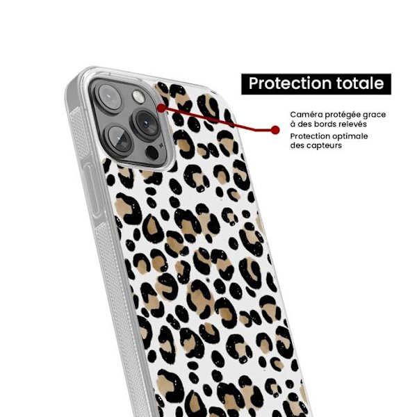 Förstärkt tryckt silikonhölje kompatibelt med Apple iPhone 14 Pro Leopard Transparent