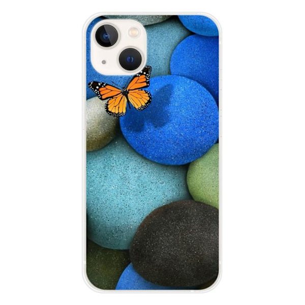 Siliconefodral - Kompatibel med Apple iPhone 13 - design fjäril stenblå Transparent