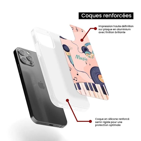 Silikonskal med förstärkt tryck kompatibel med Apple iPhone 15 Färgalternativ Transparent