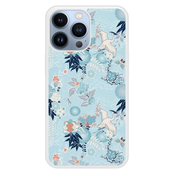 Coque i silikon med förstärkning, tryckt, kompatibel med Apple iPhone 13 Pro Kimono Transparent