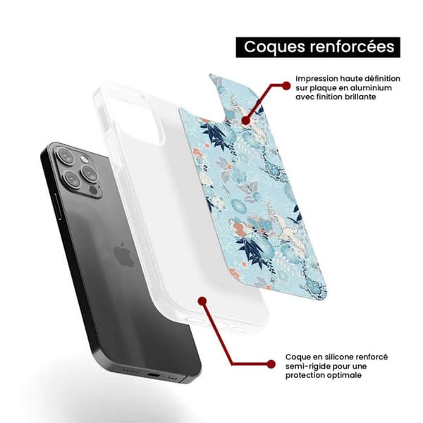 Siliconförstärkt tryckt skal kompatibelt med Apple iPhone 15 Plus Kimono Transparent