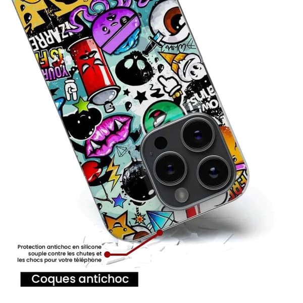Siliconfodral - Kompatibel med Apple iPhone 15 Plus - graffiti-design 2 Transparent