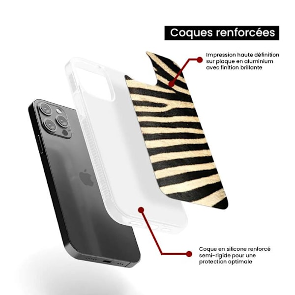 Siliconförstärkt tryckt skal kompatibelt med Apple iPhone 15 Plus Zebra Transparent
