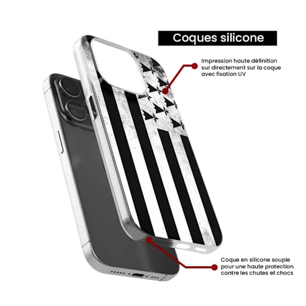 Siliconfjäder med tryck kompatibel med Samsung Galaxy M15 5G Bretagneflagga Transparent