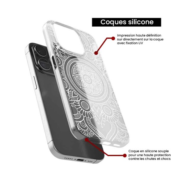 Siliconfodral med tryck - 1001 fodral - Samsung Galaxy S24 FE - Vit mandala - Optimal skydd - TPU Gel Transparent