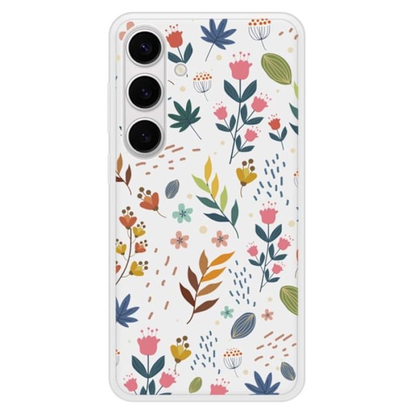 Förstärkt silikon skal med tryck kompatibel med Samsung Galaxy S24 Plus Färgglada blommor Transparent