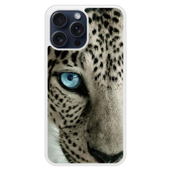 Siliconförstärkt skal med tryck kompatibelt med Apple iPhone 15 Pro Max Leopardögon Transparent