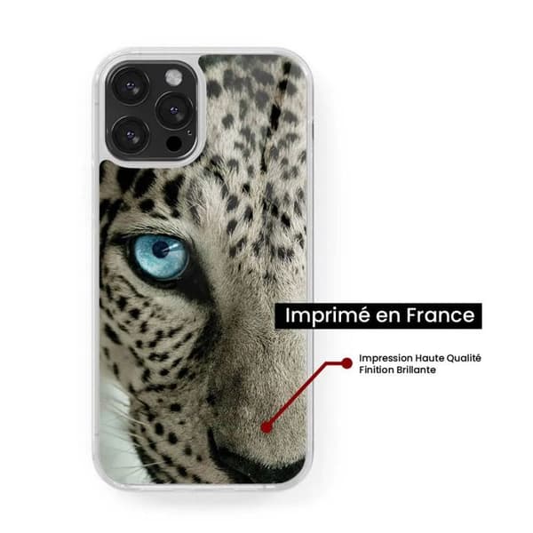 Förstärkt silikonfodral med tryck kompatibelt med Apple iPhone 14 Pro Leopardöga Transparent