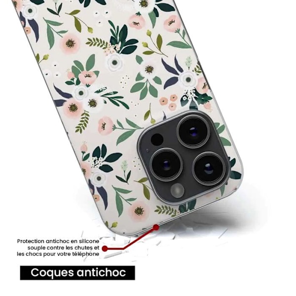Siliconfodral med tryck - 1001 Fodral - Xiaomi Redmi Note 13 4G - Blommönster - Optimal skydd - Flexibel Transparent