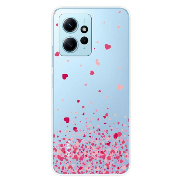 Siliconfodral - Kompatibel med Xiaomi Redmi Note 12 4G - design med rosa hjärtans konfetti Transparent