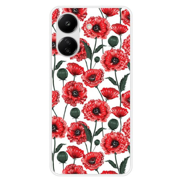 Siliconefodral - Kompatibel med Xiaomi Redmi 13C 4G - design med vallmo-blommor Transparent