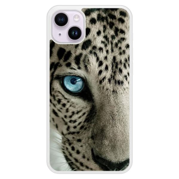 Coque i silikonförstärkt med tryck kompatibel med Apple iPhone 15 Plus Leopardöga Transparent