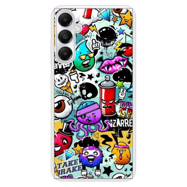 Siliconeförstärkt tryckt skal kompatibelt med Samsung Galaxy A05S Graffiti 2 Transparent