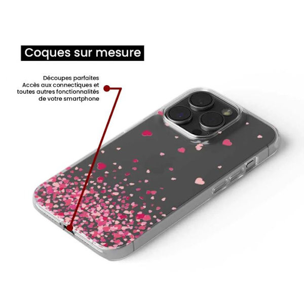 Silikonskal - Kompatibel med Apple iPhone 16 Plus - design med rosa hjärtkonfetti Transparent