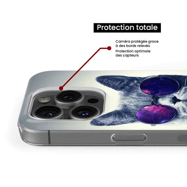 Tryckt silikonfodral kompatibelt med Apple iPhone 16 Plus Cat med glasögon Transparent