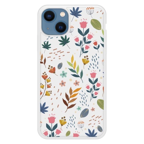 Skyddande silikonfodral med tryck kompatibelt med Apple iPhone 13 Färgade blommor Transparent