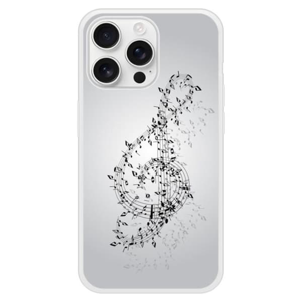 Förstärkt silikonfodral med tryck kompatibelt med Apple iPhone 16 Pro Max Noternas vals Transparent
